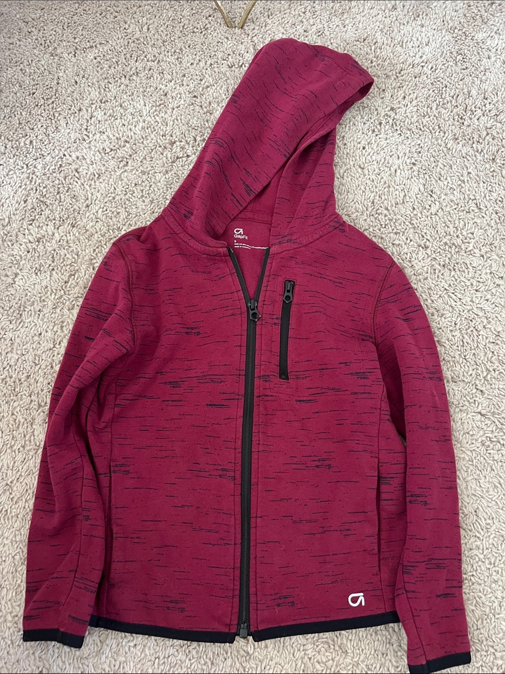 GAP Kids Maroon Hooded Zip Jacket with Black Trim